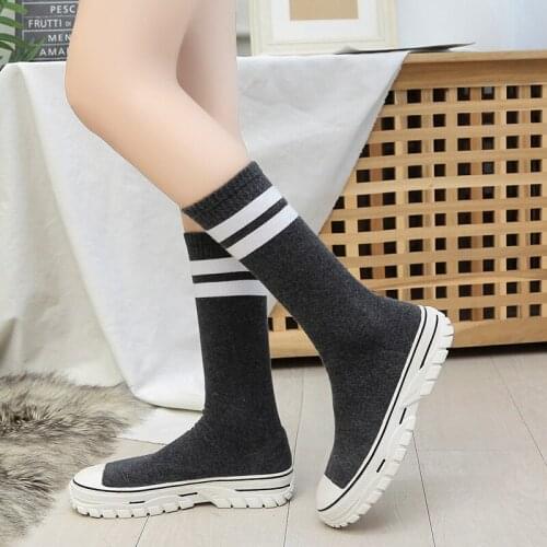 Womens boots 2020 fashion winter stretch boots autumn thick flat platform slip-on botas mujer ankle boots