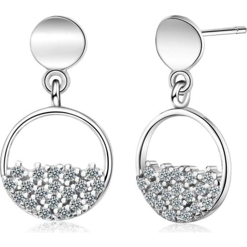 Circle Stud Earrings Womens New Trendy Fashion Short Earrings Temperament All-match Womens Zirconium Diamond Design Earrings