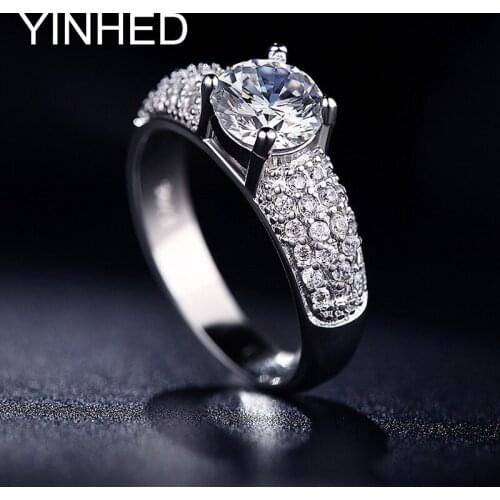 Wholesale Price Real 925 Sterling Silver Rings for Women Jewelry 7mm CZ Diamant Wedding Ring Accessories Bague Anillo ZR177