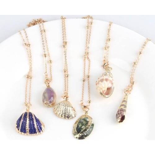 Hot Sale Boho Conch Shell Necklace Sea Beach Shell Pendant Necklace For Women Collier Femme Shell Cowrie Summer Jewelry Bohemian