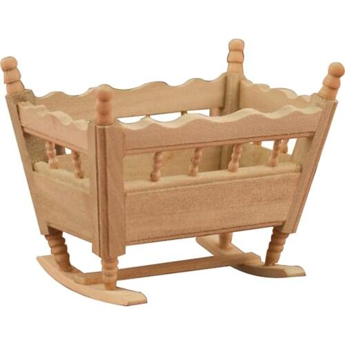 1/12 Dollhouse Mini Wooden Bassinet Model Baby Doll Living Room Furniture