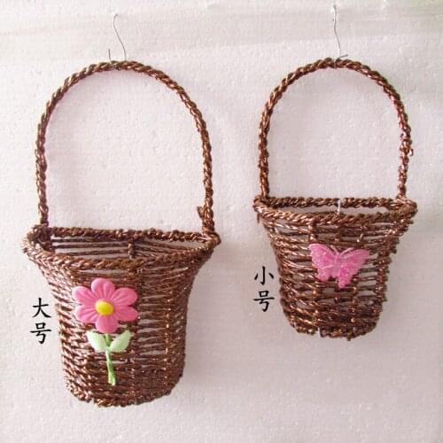 1 pcs Farmhouse style Rattan wicker baskets Hanging Rope basket flower pot Creative home decorations