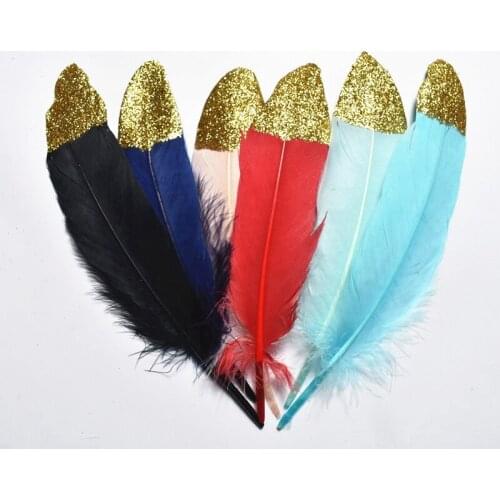 10Pcs/Lot Spray Gold Silver Goose Feathers 15-20cm6-8" Gold Feathers for Crafts Pheasant Feathers DIY Plumas Carnaval jewelry