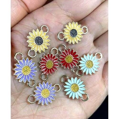 10pcs 14*21mm Alloy Metal Drop Oil Flower Charms Connector For DIY Bracelet Necklace Jewelry Making