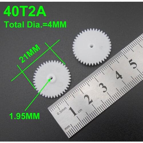 1000PCS/LOT 0.5M 40T 2A Plastic Spur Gear 0.5 Modulus T=40 Aperture: 2mm 1.95MM Tight Fitting 40 Teeth 4MMX21MM Gears NEW *FD857