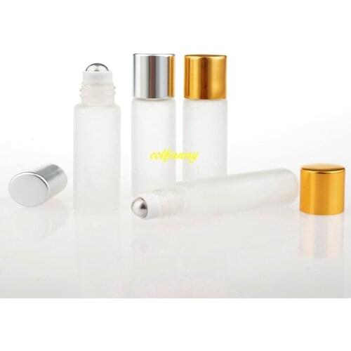 1000pcs/lot 5ml Matte Glass Roll on Bottle with Stainless Steel Roller Essential Oil Roller-on Sample Bottles 15x60mm