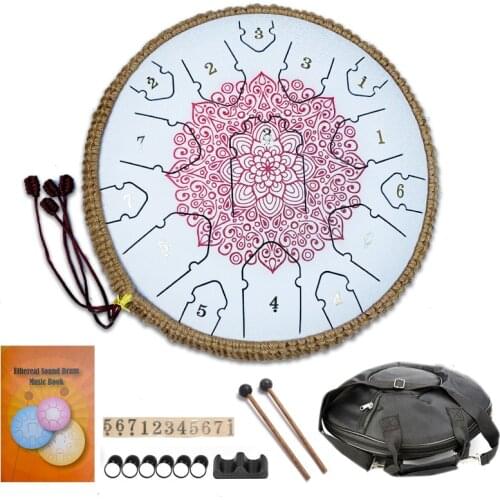 13 Inch Ethereal Drum Carbon Steel D Key Blue and White Porcelain Painted Traditional Creative Performance Percussion Instrument