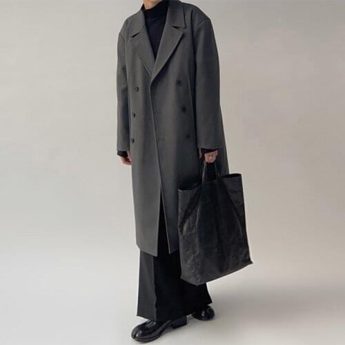 2020 men over the knee long overcoat warm warm coat trendy men loose cloth coat woolen son Korean version