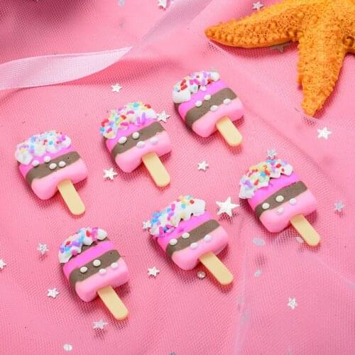 4pcs 30mm Beauty Kawaii Ice Cream Polymer Clay Cabochons Flatback For DIY Phone Decoration