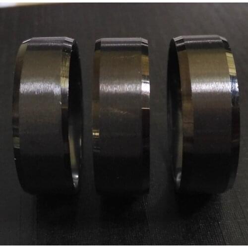 50pcs BLACK band Rings Mens Cool Fashion Finger Rings 8mm Stainless Steel Wedding Rings Simple Plain Popular Jewelry Wholesale