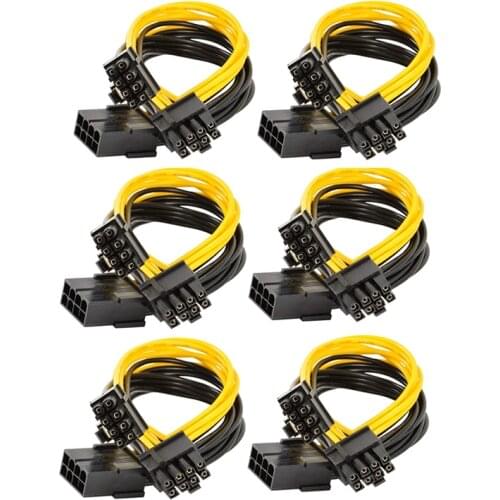 6PCS GPU VGA PCIe 8 Pin Female To Dual 2X 8 Pin (6+2) Male PCI Express Power Adapter Y-Splitter Extension Cable 9-inch(23cm)