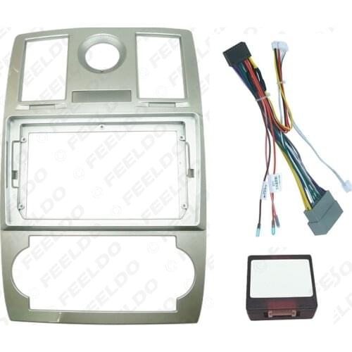 FEELDO Car Stereo 9 Inch Big Screen Fascia Frame Adapter For Chrysler 300C 2Din Dash Audio Fitting Panel Frame Kit and power