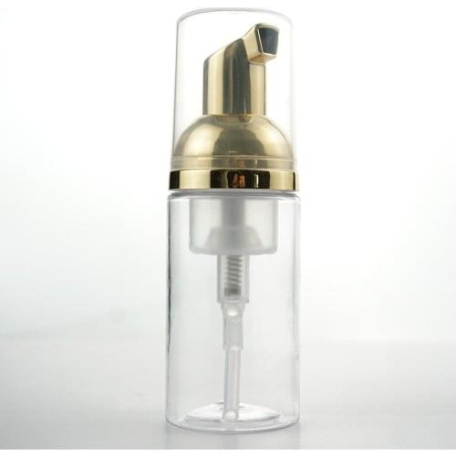 FreeShip 8pcs Mini size 1Oz 30ml Gold+clear Plastic Empty Foam bottle Travel Foaming Soap Dispenser Mousse Container