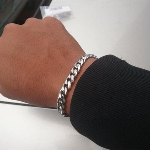 Steel Bracelet for Men Women Curb Cuban Link Chain Stainless Steel Mens Womens Bracelets Chains Punk Jewelry for Cool Men
