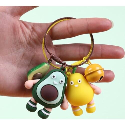 Cartoon Fruits Orange strawberry durian avocado Keychain Keyring Women Bag Car Key Chain Ring Fashion Gifts Accessories