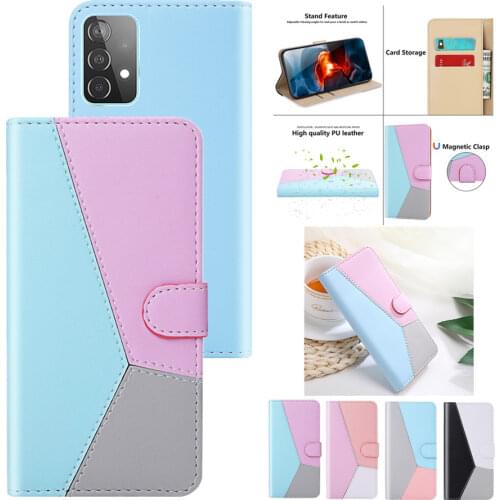 Phone Case for Samsung Galaxy A52 A32 A72 A42 A12 A51 A71 A41 A31 A11 A21S F41 M31 Leather Cover Splicing Wallet Protect Capa