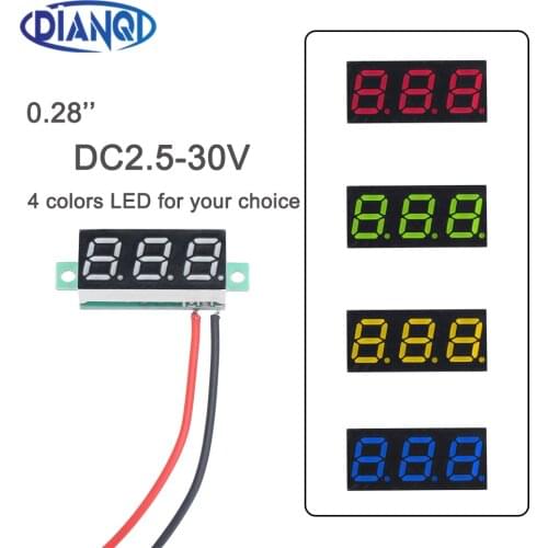 0.28inch DC2.5V-30V Mini Panel Meter Gauge digital Voltmeter Voltage Tester Red Yellow Blue Green