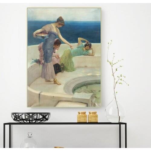 Citon Lawrence Alma-Tadema《Silver Favourites》Canvas Oil Painting Artwork Picture Modern Wall Decor Home Living room Decoration
