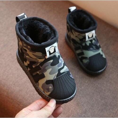 Kids Shoes 2021 Winter Boys Brand Snow Boots Children Fashion Plush Warm Ankle Martin Boots Baby Girls Black Red Sport Shoes