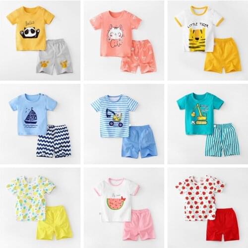 Kids Wear Boys Girls T-shirt+shorts Children Summer Clothes Cartoon Cotton 2 Piece Set Leisure Girls Set Girls Boutique Outfits