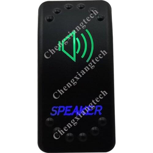 Speaker Up Green & Down Blue Led Light Rocker Push Switch 5Pins SPST ON/OFF 12V 24V For Marine Boat Car Waterproof