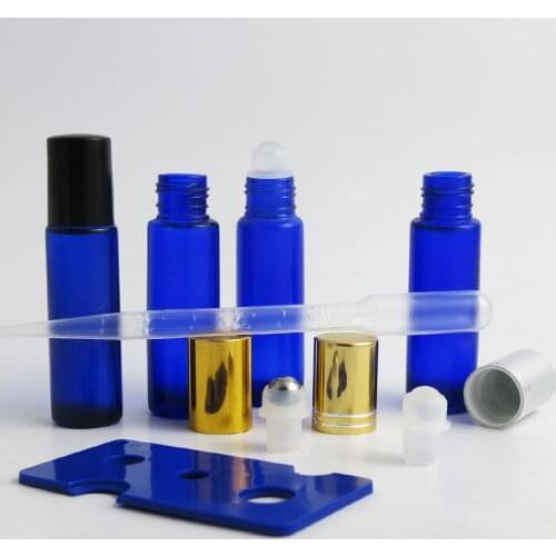 360pcs x 10ml Travel Portable Perfume Roller Bottles Essential Oil Empty Blue Bottles Roll-On Sample Glass Bottle Dropshipping