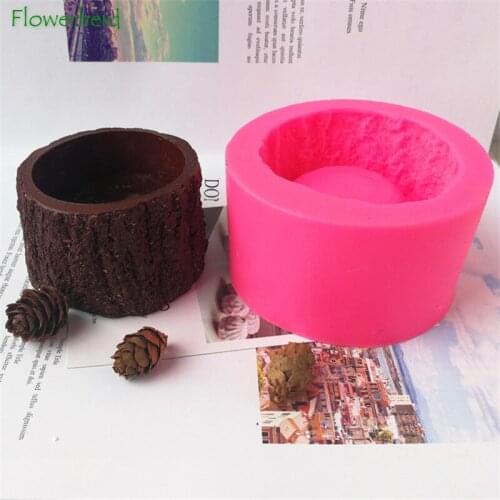 Large Tree Bark Tree Stump Flower Pot Clay Molds Cement Concrete Silicone Mould DIY Resin Molds Succulent Plant Plaster Pot Mold