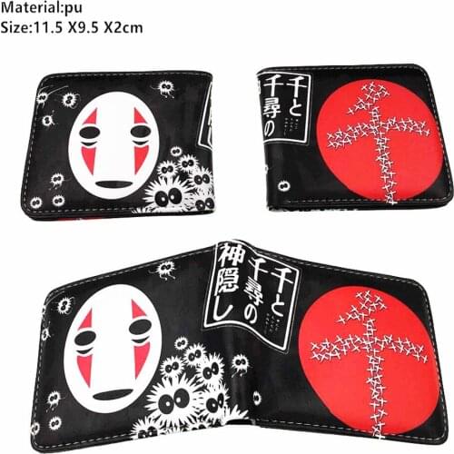 Anime Spirited Away Zipper Leather Wallet Short Law Boys Girls Coin Pocket Pu Bifold Photo Card Holder Layers Purse Gift