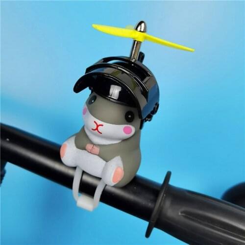 Creative Cartoon Bicycle Bell Light Ring Cute Hamster Model With Helmet Handle-Bar Glowing Horn For Fixed Moto Bike Cog