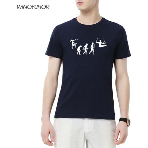 Summer Fashion Cotton T-shirts Men Evolution Of Gymnastics Printing O-Neck Short-Sleeve T Shirts Funny Swinging Rings Tees