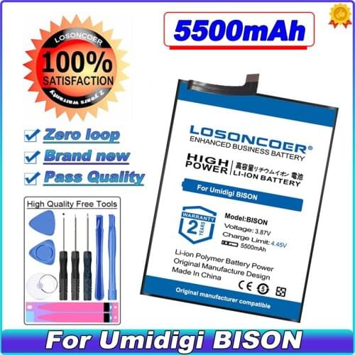 LOSONCOER 5500mAh BISON Mobile Phone Battery For Umidigi BISON
