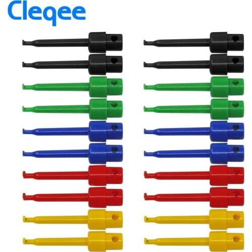 Cleqee P5001 20pcs Multimeter Lead Wire Kit Test Hook Clip Grabbers Test Probe SMT/SMD IC D20 Cable Welding