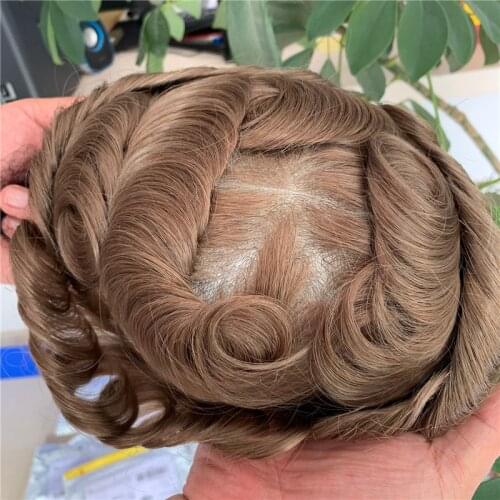 NG brand ultra thin skin men Toupee 0.02-0.04mm ,hair replacement ,.color #18 European remy hair mentoupee freeshipping