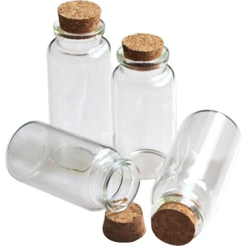 Wholesla 100 Pcs/Lot Glass Bottles With Cork Stopper Small Transparent Mini Empty Glass Vials Jars Diameter 30mm