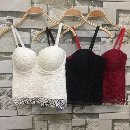 P142 Sweet Floral Lace Push Up Bralet Womens Bustier Corset Wedding Party Corset Cropped Top Plus Size