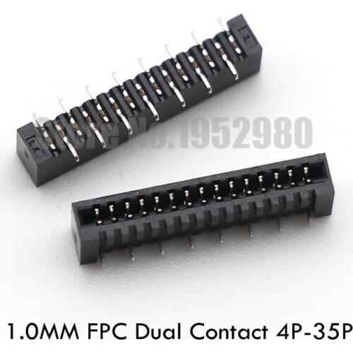 50PCS 1.0mm Pitch FFC/FFC Connector Dual Contact SMT Vertical Type Black 4 5 6 7 8 10 12 14 16 18 20 22 26 28 30 31 35 Pin
