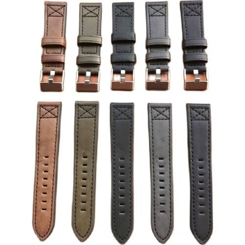 22mm 24mm Watchband With Stainless Steel Buckle High Quality Genuine Leather Strap Multicolor Watchbands Watch Accessories