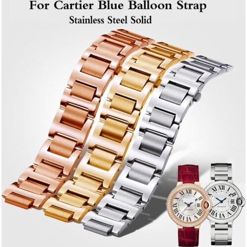 Stainless Steel Solid Watch with Raised Bracelet Watch Accessories Replacement Strap for C-artier Blue Balloon Strap