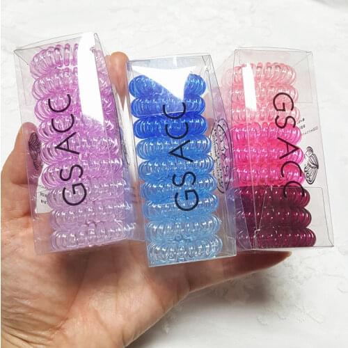 9/10 Pcs/Box Telephone Wire Elastic Hair Bands for Women Girls Transparent Rubber Bands Spiral Hair Ties Ropes Gum Accessories
