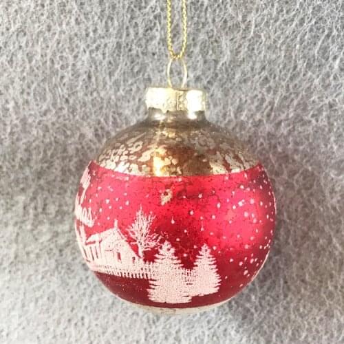 Christmas Decoration Glass Pendant Gift foreign trade mall store layout ceiling 6.5cm antique winter scenery ball