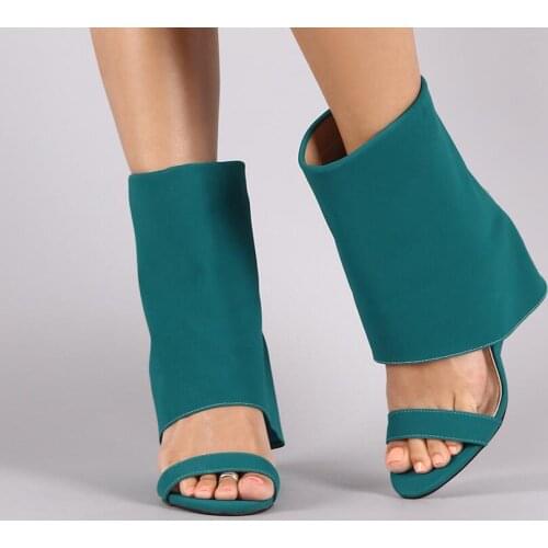 2017 Summer Newest Open Toe Women Wedge Boots Fold Over Ladies Ankle Boots Zipper Back Female Sexy Gladiator Boots Party Boots