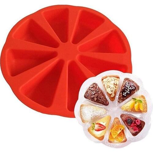 Silicone Bakeware Baking Food Mold 8 Points Scone Cake Home Used In Microwave Home Kitchen Baking Reusable Mold Red