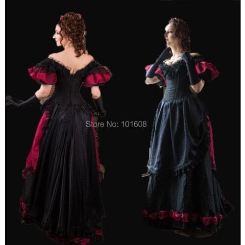 Tailored!18 century Black Eras Halloween Theatre DRESS Renaissance Gothic Theater medieval Reenactment dresses HL-306