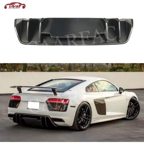 For R8 Dry Carbon Fiber Rear Diffuser Lip Spoiler For Audi R8 V8 V10 2017-2020 FRP Back Fender Skid Plate Car Bumper Protector