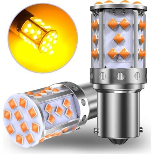 2pcs 1156 BA15S P21W BAU15S PY21W W21W Wy21w LED Bulbs Canbus Error Free T20 7440 LED Lamp Turn Signal Light No Flash Orange Led