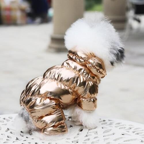 Warm Winter Dog Clothes Waterproof Pet Snowsuit Silver Gold Jacket Coat Dog Jumpsuit For Chihuahua Yorkshire Puppy Costume 10E