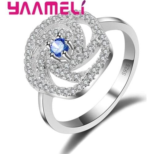 New Fashion Bague Women Jewelry Luxury Colorful CZ Zircon 925 Sterling Silver Bridal Wedding Promise Ring Size 6 7 8 9