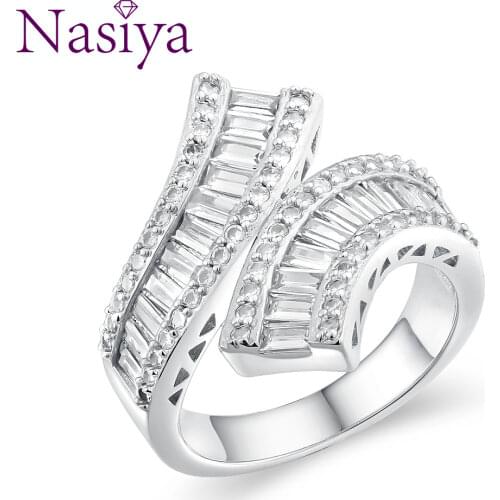 925 Sterling Silver Ring Zircon Luxury Ladder Side Cross Shape Stylish Unique Rings for Women Rings Party Gift Fine Jewelry Gift