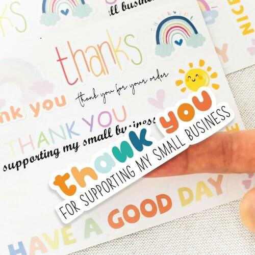 10sheets Rainbow Thank You Sticker Small Business Label Birthday Favor Sticker,Party,Wedding,Baby Shower Gift Decoration Packing