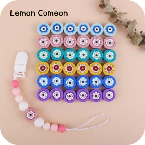 2Pcs 20mm Silicone Beads Teething Round Eyes Baby Teether Food Grade Colorful Chew Necklace Bangle Nursing Round Fashion Beads